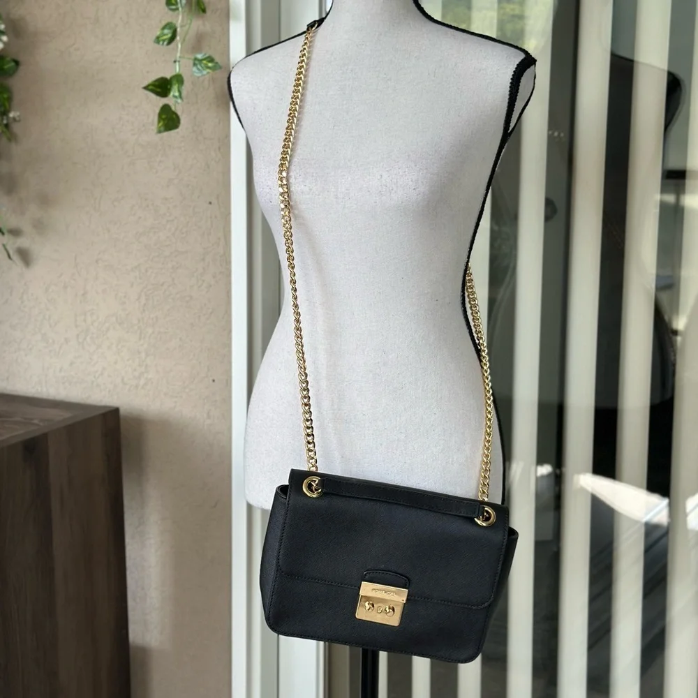 Michael Kors Black Crossbody Bag with Gold Chain